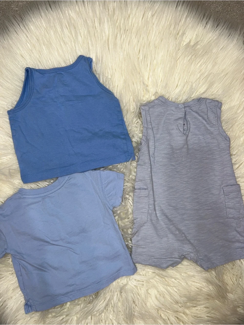 GAP Blue & Light Blue 3-Piece Baby Tank, Tee & Romper Set